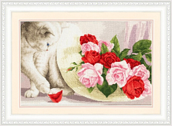 Вышивка З-054 Кот и розы