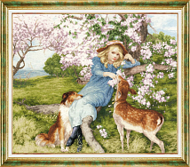 Вышивка ЧМ-089 Девушка с олененком
